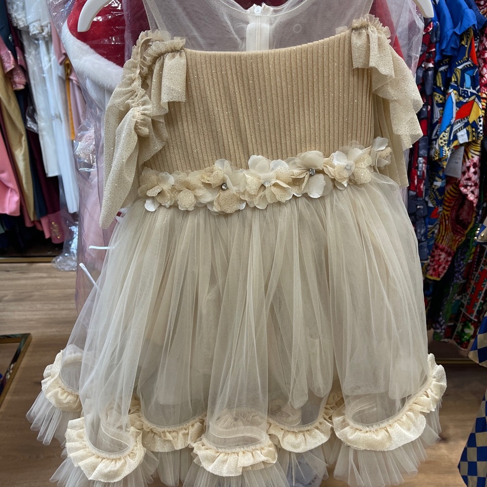 Gold Kids girls dress size 4-8y new Party gold Dress Costume Made In Turkey